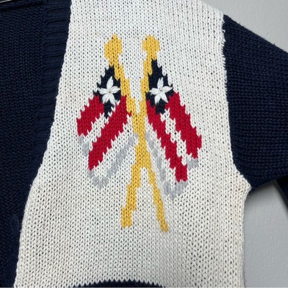 Vintage 90s‎ School Teacher Cardigan Sweater Medium Oversized Blue American Bear - Picture 9 of 12